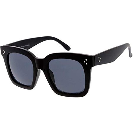 Amazon.com: zeroUV - Bold Oversize Tinted Flat Lens Square Frame Horn Rimmed Sunglasses 50mm (Matte Black/Smoke): Clothing
