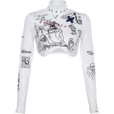 WHITE LINE ART LONG SLEEVE CROPPED SHIRT - S / white in 2020 | Aesthetic clothes, Fashion outfits, Stage outfits