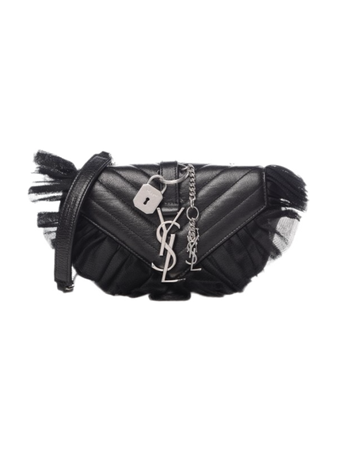 YSL black tulle leather purse bags