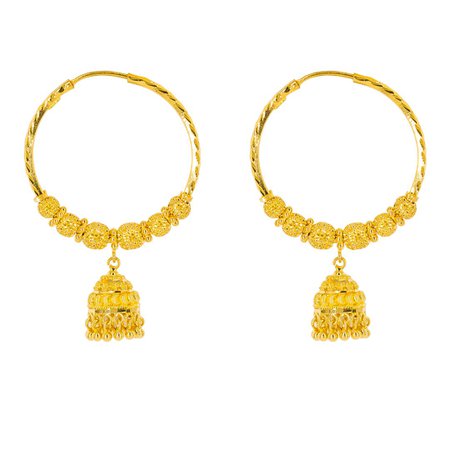 22K Yellow Gold Hoop Earrings W/ Jhumki Drops & Speckled Balls – Virani Jewelers