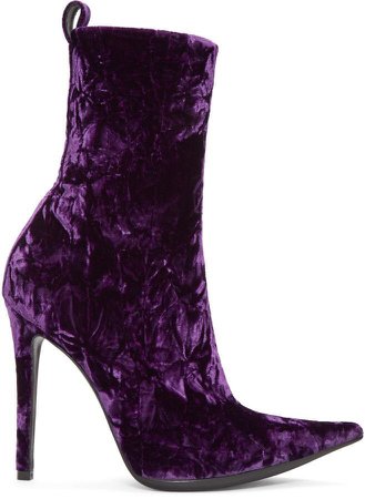 Mid-calf crushed velvet boots in 'corcoran' purple