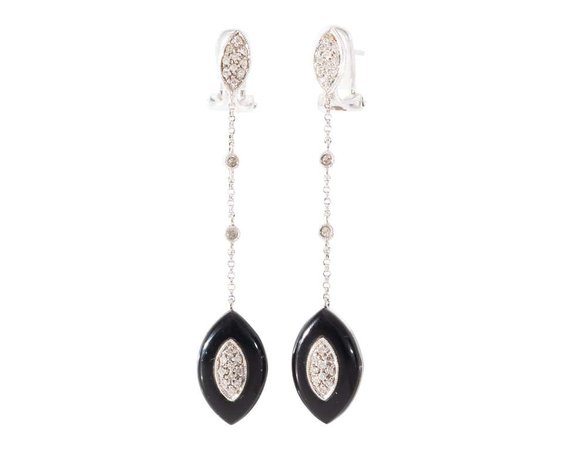 1960s Diamond and Onyx Drop Chandelier Earrings For Sale at 1stDibs