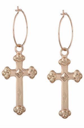 gold cross earrings