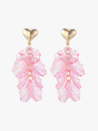 pink petal dangle earrings
