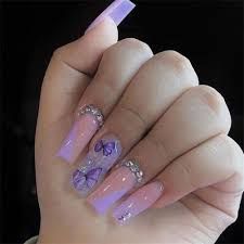 lavender coffin nails with butterflies - Google Search