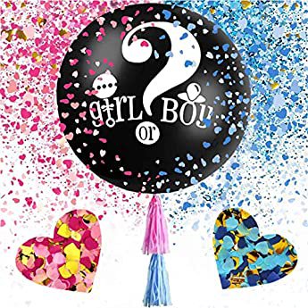 Gender Reveal Party Supplies - (200 Pieces) 36 Inch Reveal Balloon, Boy or Girl Banner, Mommy To Be Sash, Baby Shower Decorations, Foil Balloons and Boy Or Girl Balloons, Team Girl & Boy Stickers, Cake Topper Much More : Toys & Games