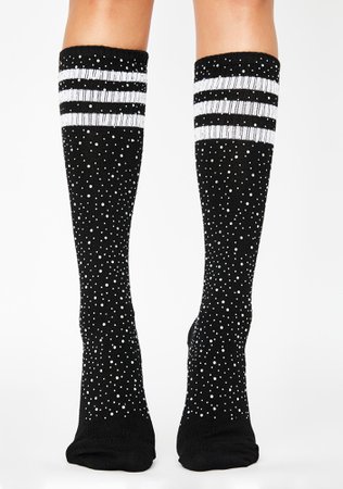 Knee High Striped Tube Socks - Black White | Dolls Kill