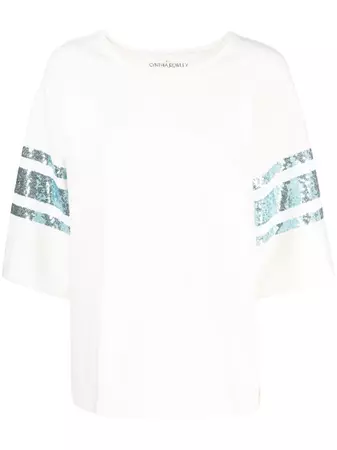 Cynthia Rowley striped-trim Oversized T-shirt - Farfetch