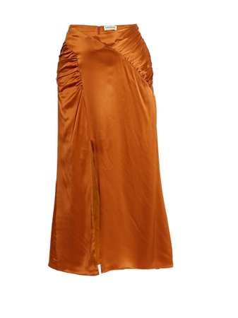orange 1 2 3 4 NICHOLAS Aida ruched silk-satin-crepe midi skirt