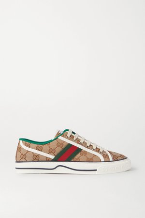 Beige Tennis 1977 logo-embroidered canvas sneakers | Gucci | NET-A-PORTER