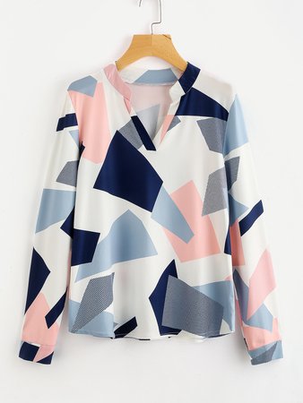 Abstract Geo Print Blouse