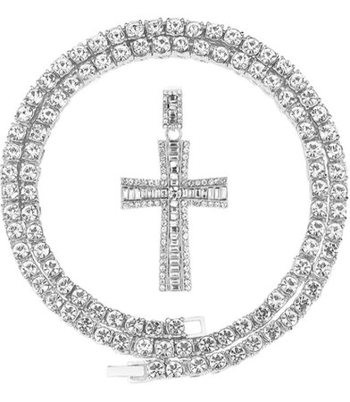 cross chain silver chain men accessories
