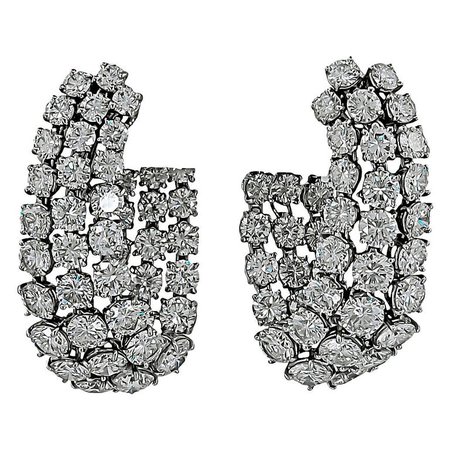 Harry Winston Three Lines Diamond Flexible Loop Earrings For Sale at 1stdibs