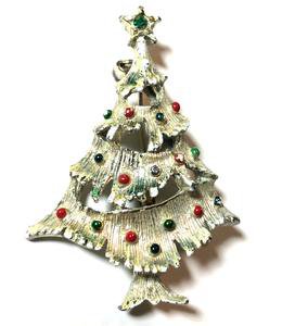 Red and Green Beaded Silver Tone Christmas Tree Brooch circa 1960s – Dorothea's Closet Vintage