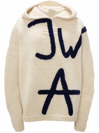 JW Anderson logo-print chunky-knit Hoodie