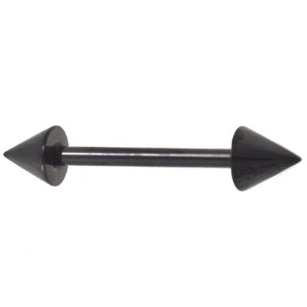 Black Titanium Spike Ends Nipple Ring Barbell 14g 5/8" | BodyDazz