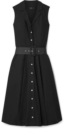 Rudbeckia Belted Cotton-poplin Dress - Black