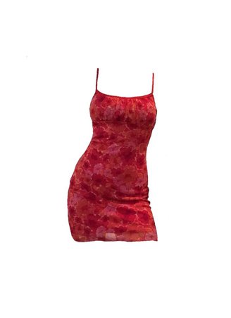 y2k floral dress red