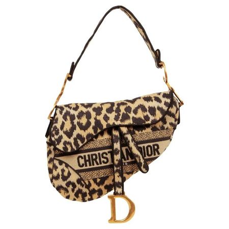Dior leopard print saddle bag