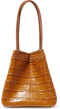 REJINA PYO - Rita Croc-effect Leather Bucket Bag - Tan
