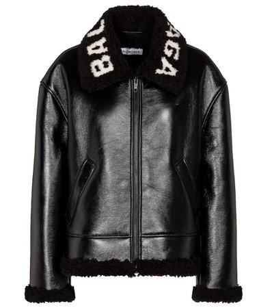 Balenciaga - Logo shearling and leather jacket | Mytheresa