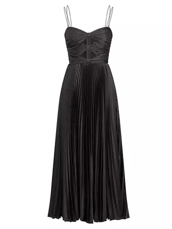 Shop AMUR Afra Cut-Out Pleated Midi-Dress | Saks Fifth Avenue