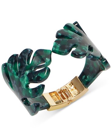 INC International Concepts INC Gold-Tone Green Palm Leaf Cuff Bracelet, Created for Macy's & Reviews - Bracelets - Jewelry & Watches - Macy's