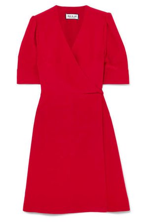Patricia Washed-satin Wrap Mini Dress - Red