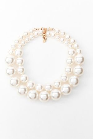 DOUBLE PEARL NECKLACE - Golden | ZARA United States