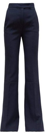 Leda Striped Stretch Jersey Flared Trousers - Womens - Navy