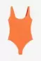 Textured Thong Bodysuit - Orange - Ladies | H&M US
