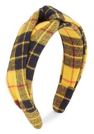 Dannijo Dionne Plaid Wool Headband, Yellow