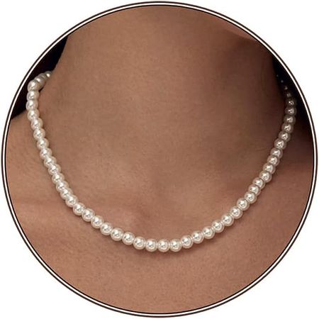 Amazon.com: Zeffy Pearl Necklace for Women, 6MM Dainty Round Imitation Pearl Choker Necklace Wedding Pearl Necklace Delicate Jewelry for Women Simple Bridesmaid Jewelry Gifts: Clothing, Shoes & Jewelry