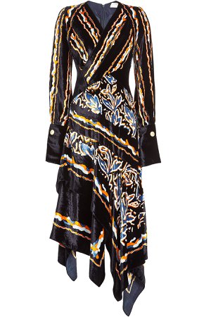Printed Velvet Dress with Silk Gr. UK 10