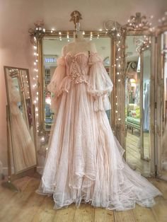 (76) Pinterest - Romantic blush tulle and lace wedding dress with separate sleeves by Joanne Fleming Design | Gorgeous wedding dress
