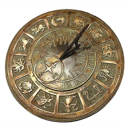 Amazon.com : Rome Solid Zodiac Sundial, Brass : Garden & Outdoor