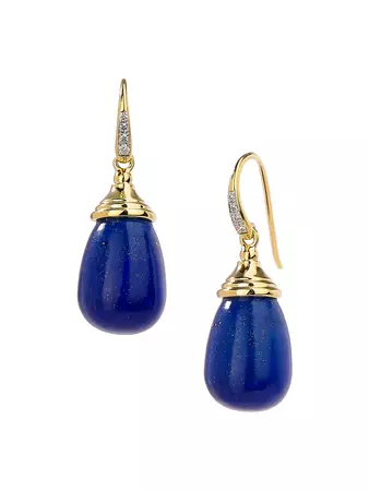Syna Mogul 18K Gold, Lapis Lazuli & Diamond Drop Earrings