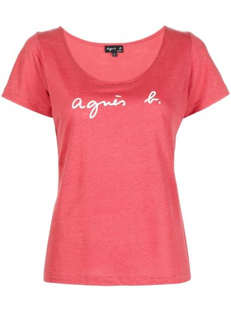 Agnès b. Tasmanie logo-print Linen T-shirt - Farfetch