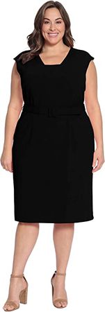 Maggy London Women's Square Neck Cap Sleeve Belted Dress with Pencil Skirt at Amazon Women’s Clothing store