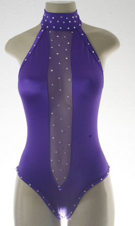Exotic Dancewear Purple Choker neck one piece | Etsy