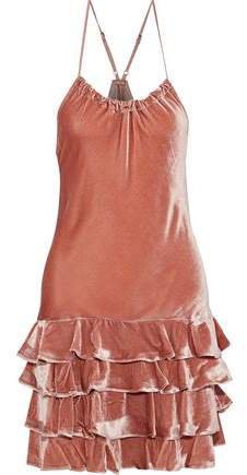 Everleigh Tiered Velvet Halterneck Mini Dress