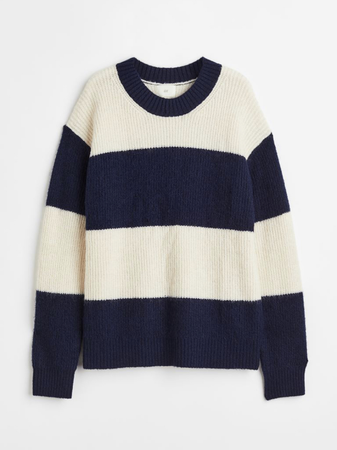 navy blue cream stripe sweater