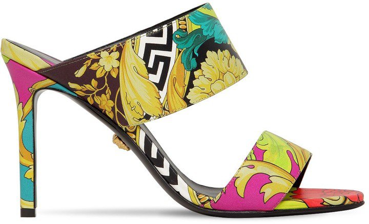 95mm Barocco Printed Leather Sandals