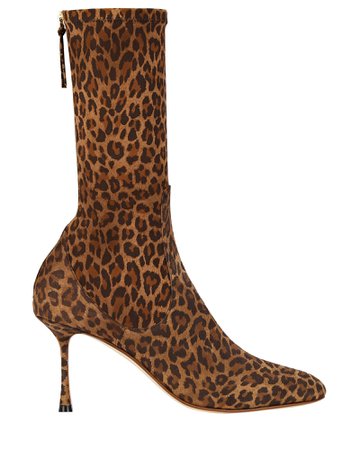 Francesco Russo Leopard Print Suede Sock Booties | INTERMIX®