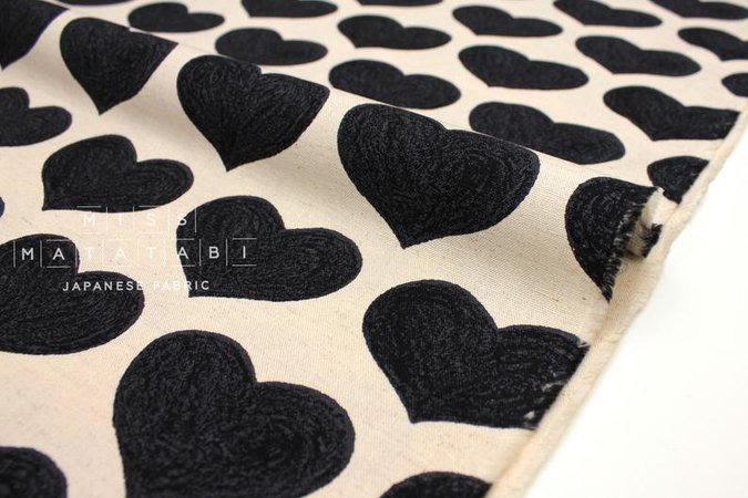 Japanese Fabric Love Hearts black 50cm | Etsy