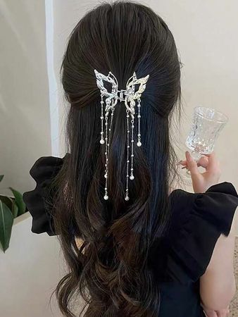 1pc Liquid Butterfly Tassel Hair Claw Clip | SHEIN USA