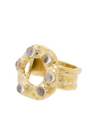 Shop gold Mondo Mondo moonstone detail ring with Express Delivery - Farfetch