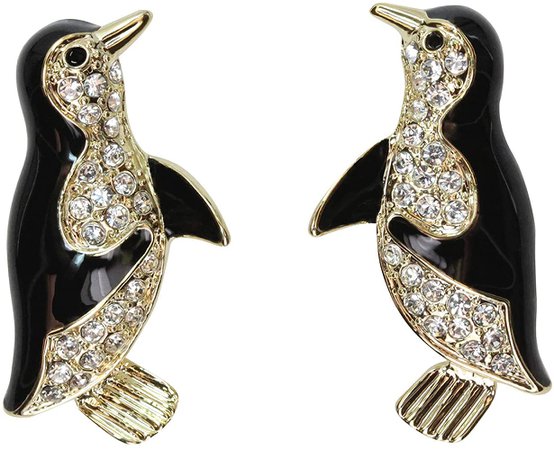 Amazon.com: Faship Clear Crystal Gold Plated Penguin Pierced Earrings - Clear/Gold Plated: Jewelry