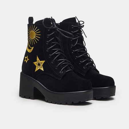 Stary and Moon Chunky Military Boots in Faux Suede – KOI footwear