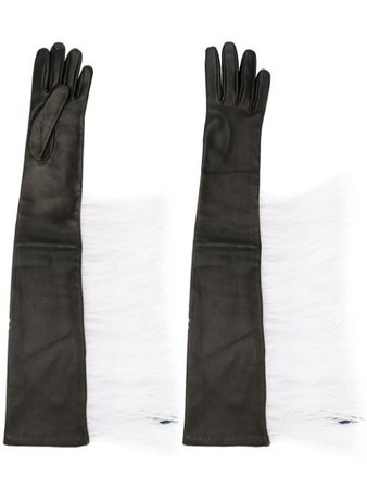 Attico Long feather-embellished Gloves - Farfetch